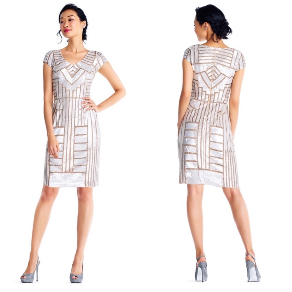 Adrianna Papell | Cap Sleeve Full Sequin Dress